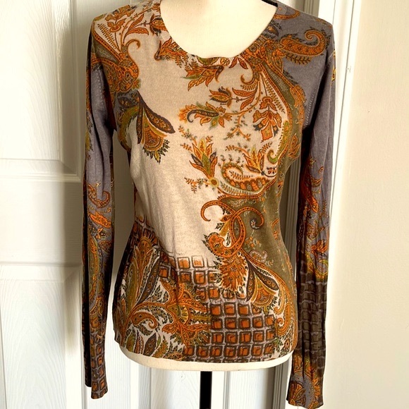 Etro Sweaters - ETRO Silk Cashmere Paisley Floral sweater, IT 44 / US 8